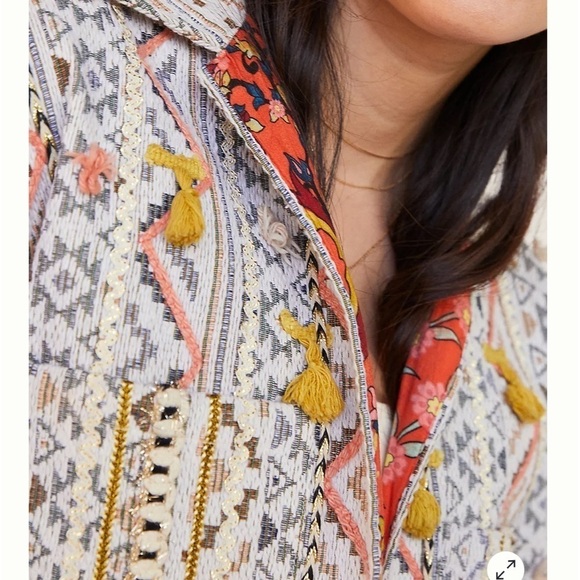 ANTHROPOLOGIE Verb Kellianne Bohemian Rug Tasseled Shirt Jacket Size L NEW - Picture 15 of 15